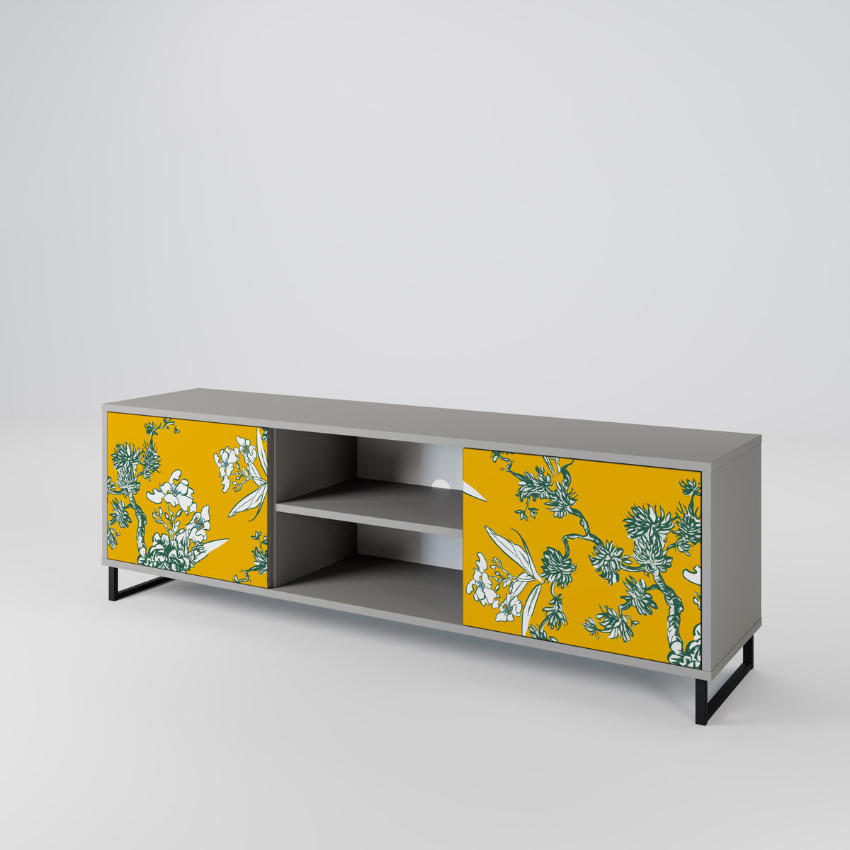 YELLOW CHINOISERIE 2-Door TV Cabinet
