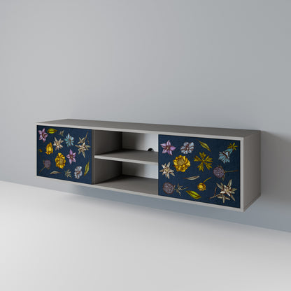 FLOWERS ON NAVY BLUE Mueble de TV de 2 Puertas