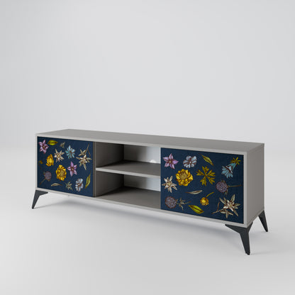 FLOWERS ON NAVY BLUE Mueble de TV de 2 Puertas