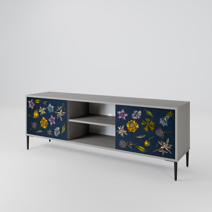 FLOWERS ON NAVY BLUE Mueble de TV de 2 Puertas