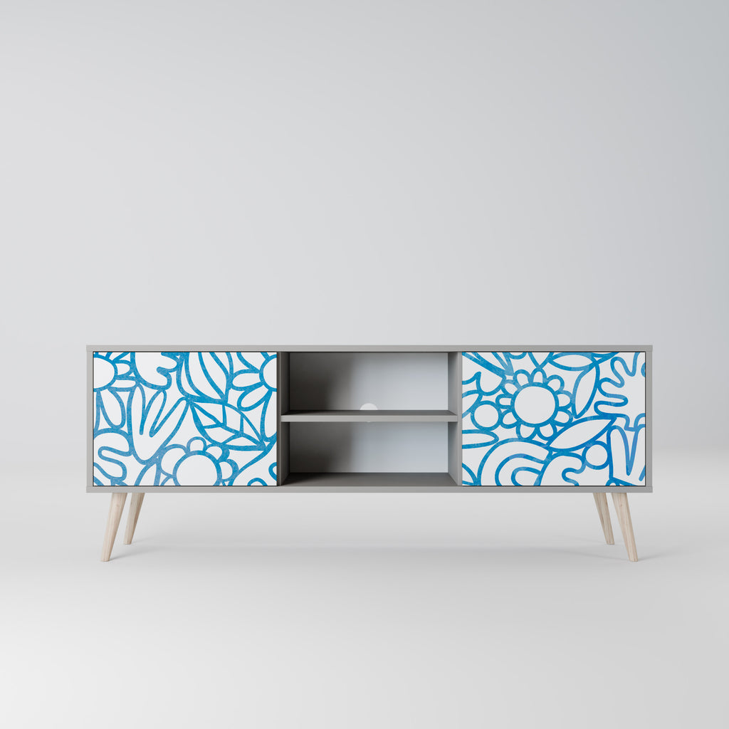 BLOOMY MORNING 2-Door TV Stand in Grey Finish