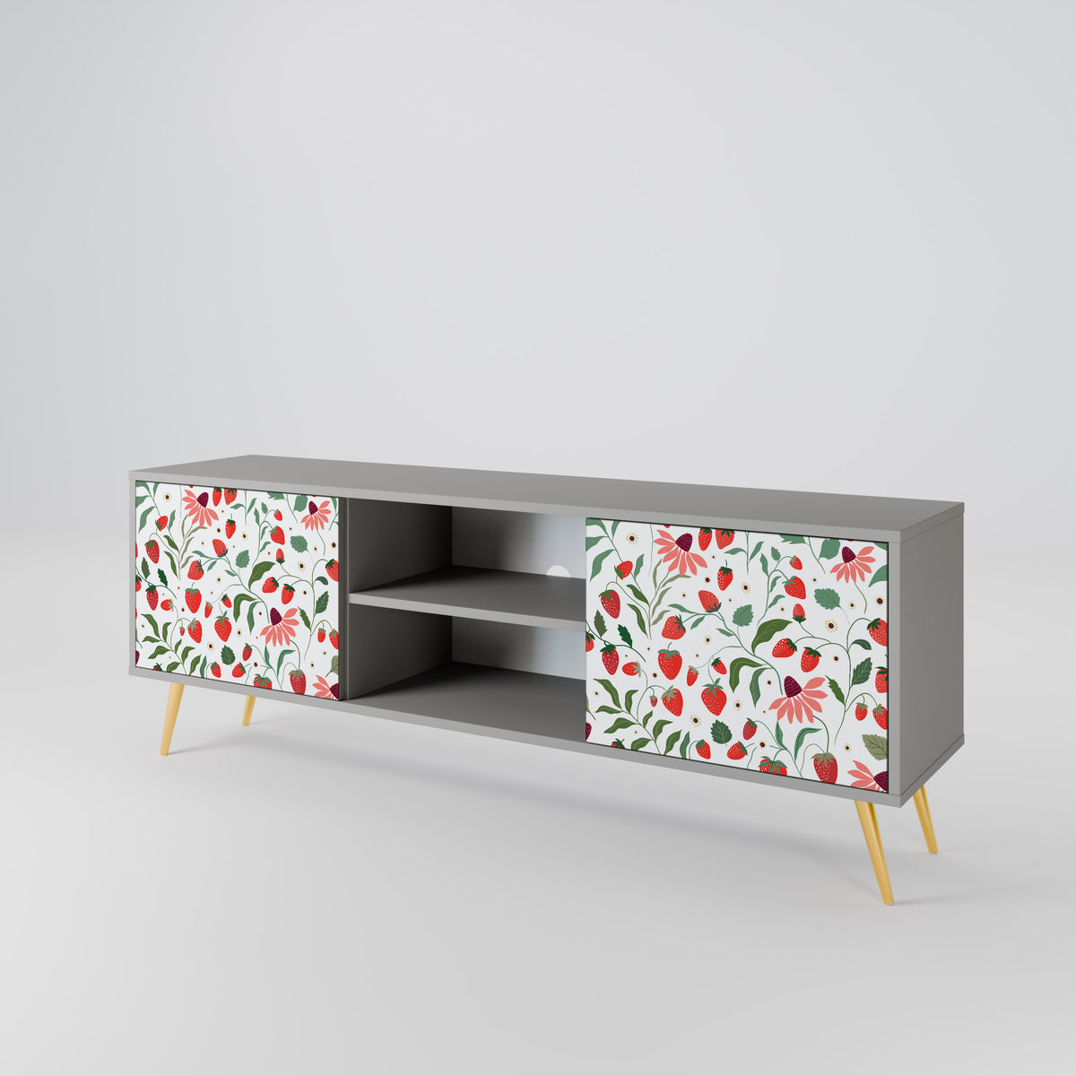 FLOWERS AND STRAWBERRIES Mueble de TV de 2 Puertas
