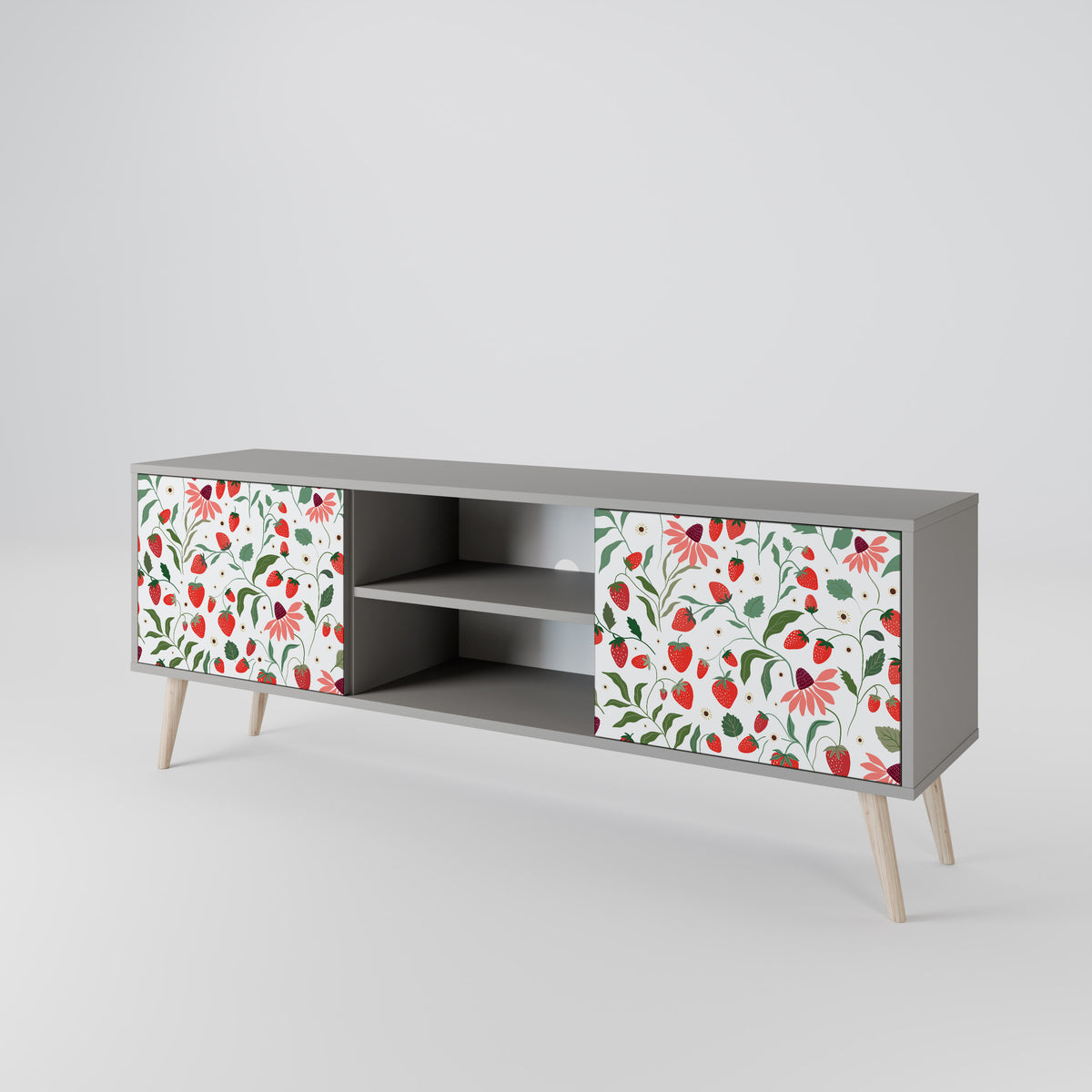 FLOWERS AND STRAWBERRIES Mueble de TV de 2 Puertas