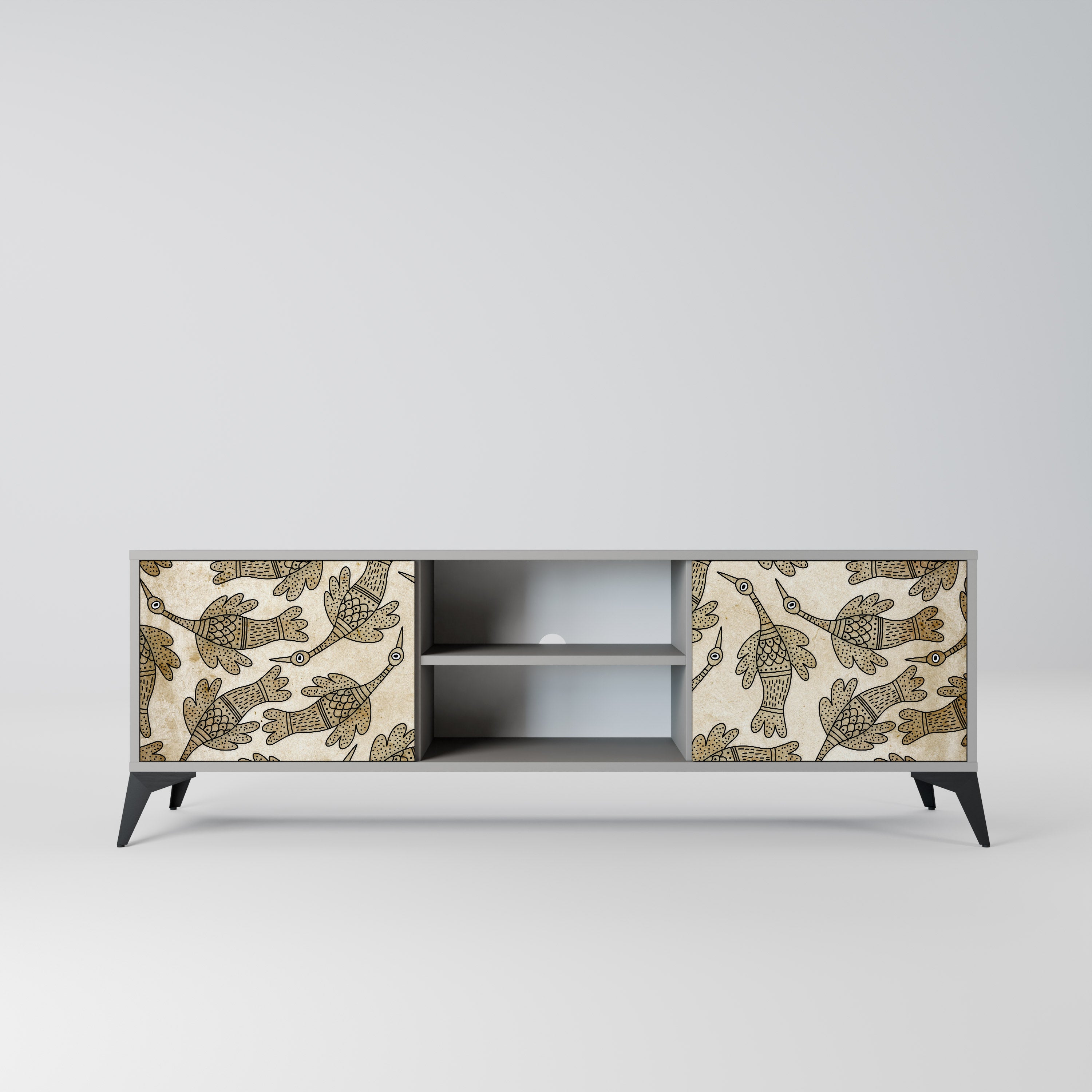 Mueble de TV de 2 puertas ALMONDINE SONGBIRD en acabado gris