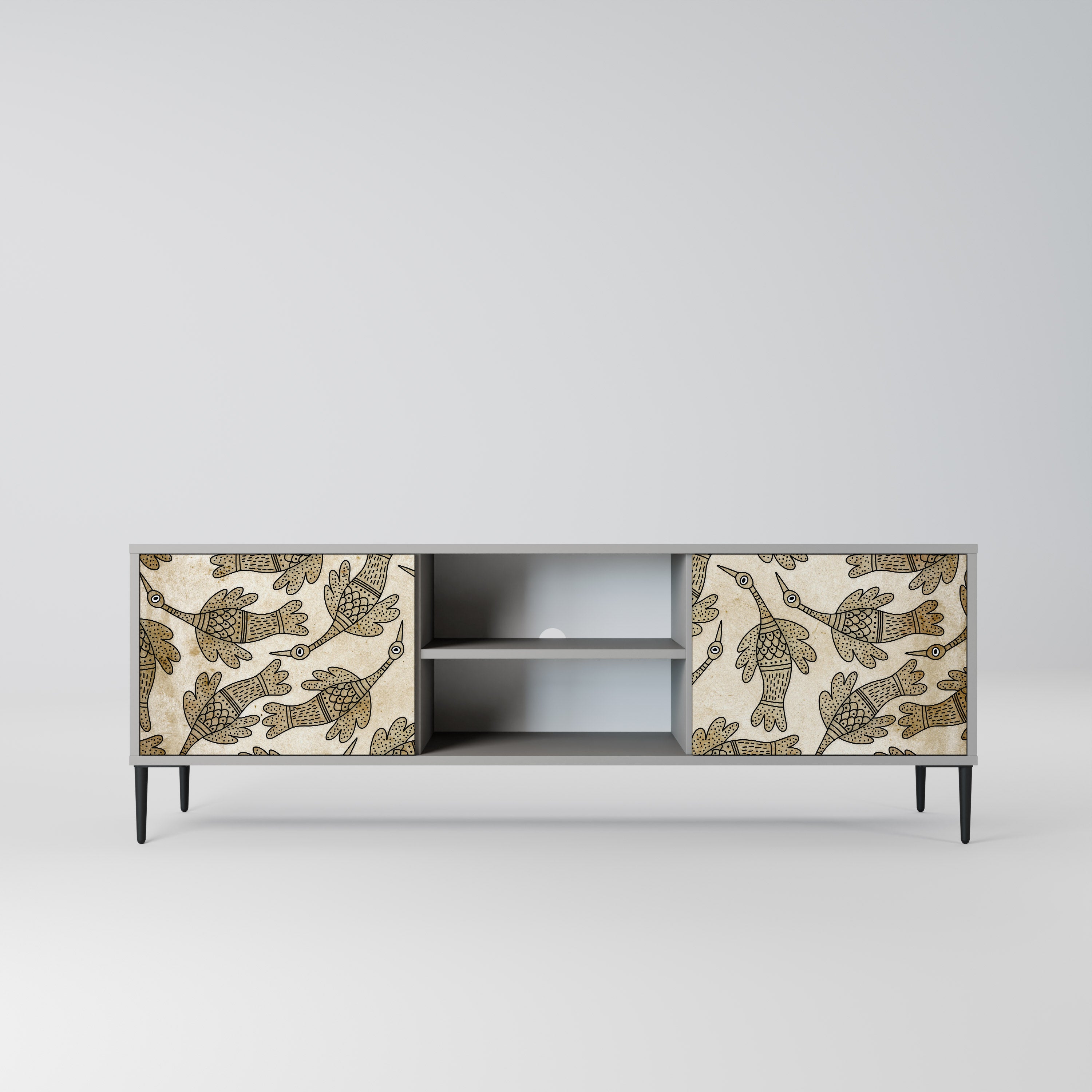 Mueble de TV de 2 puertas ALMONDINE SONGBIRD en acabado gris