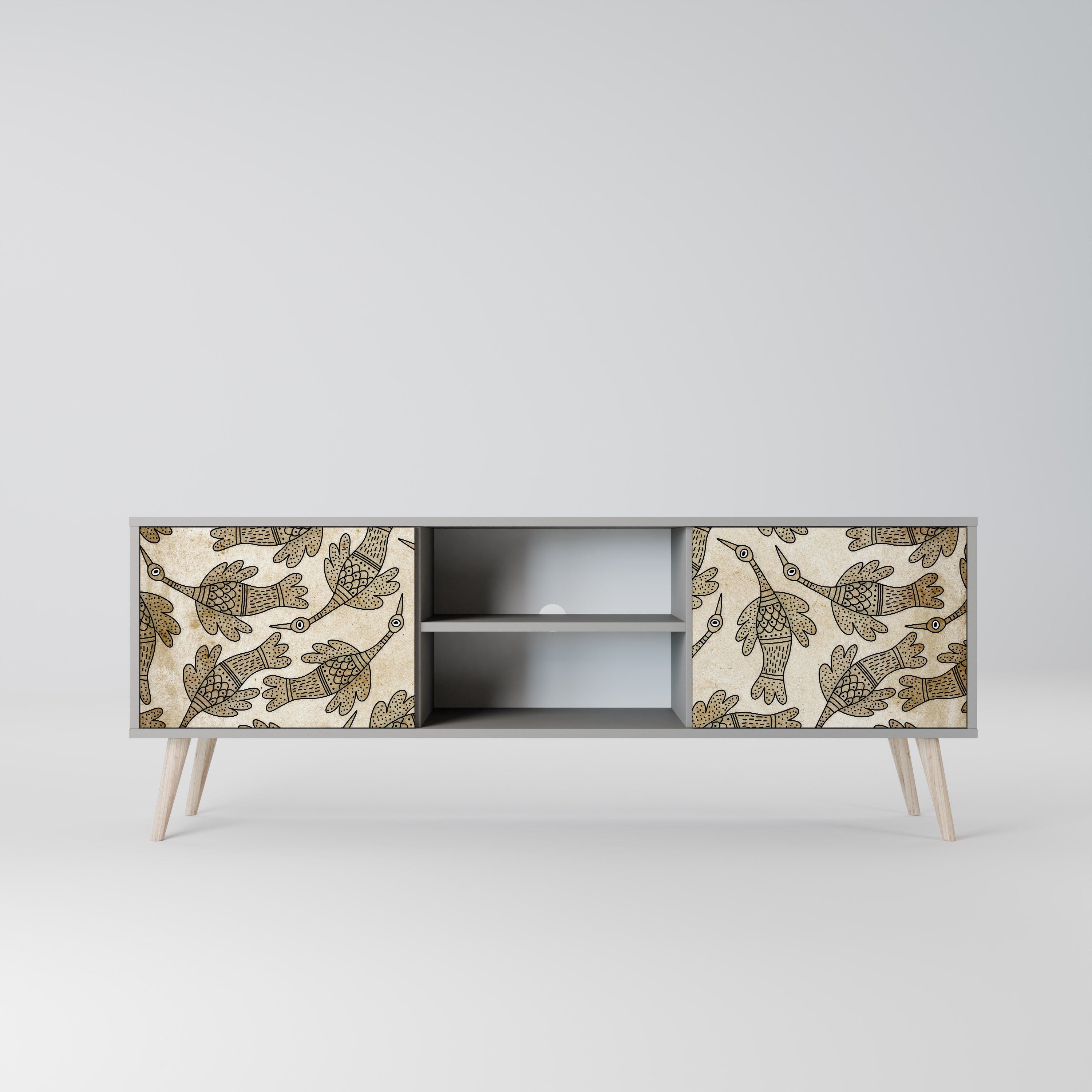 Mueble de TV de 2 puertas ALMONDINE SONGBIRD en acabado gris