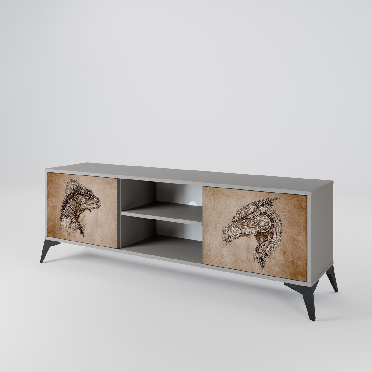 STEAMPUNK CLAN Mueble de TV de 2 Puertas