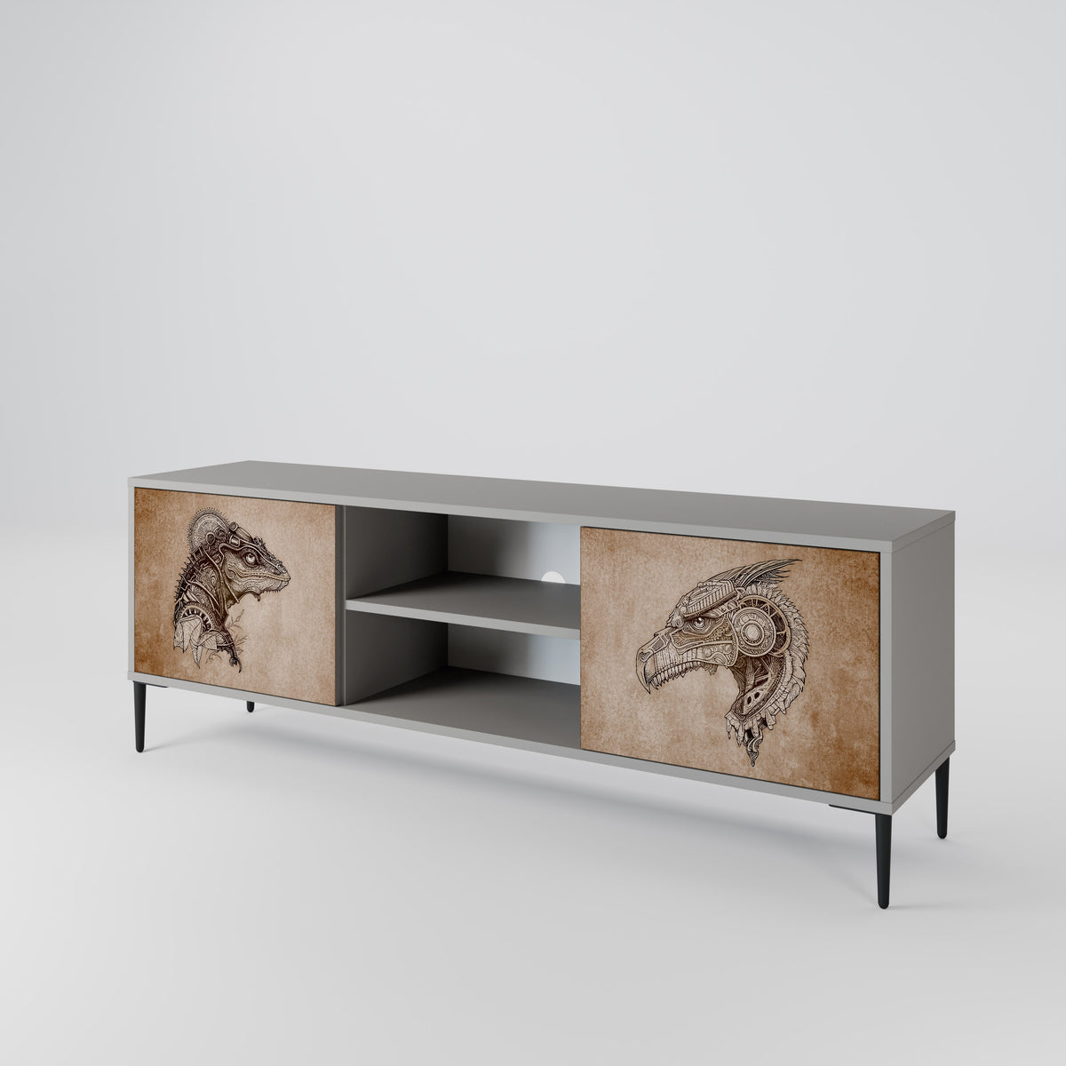 STEAMPUNK CLAN Mueble de TV de 2 Puertas