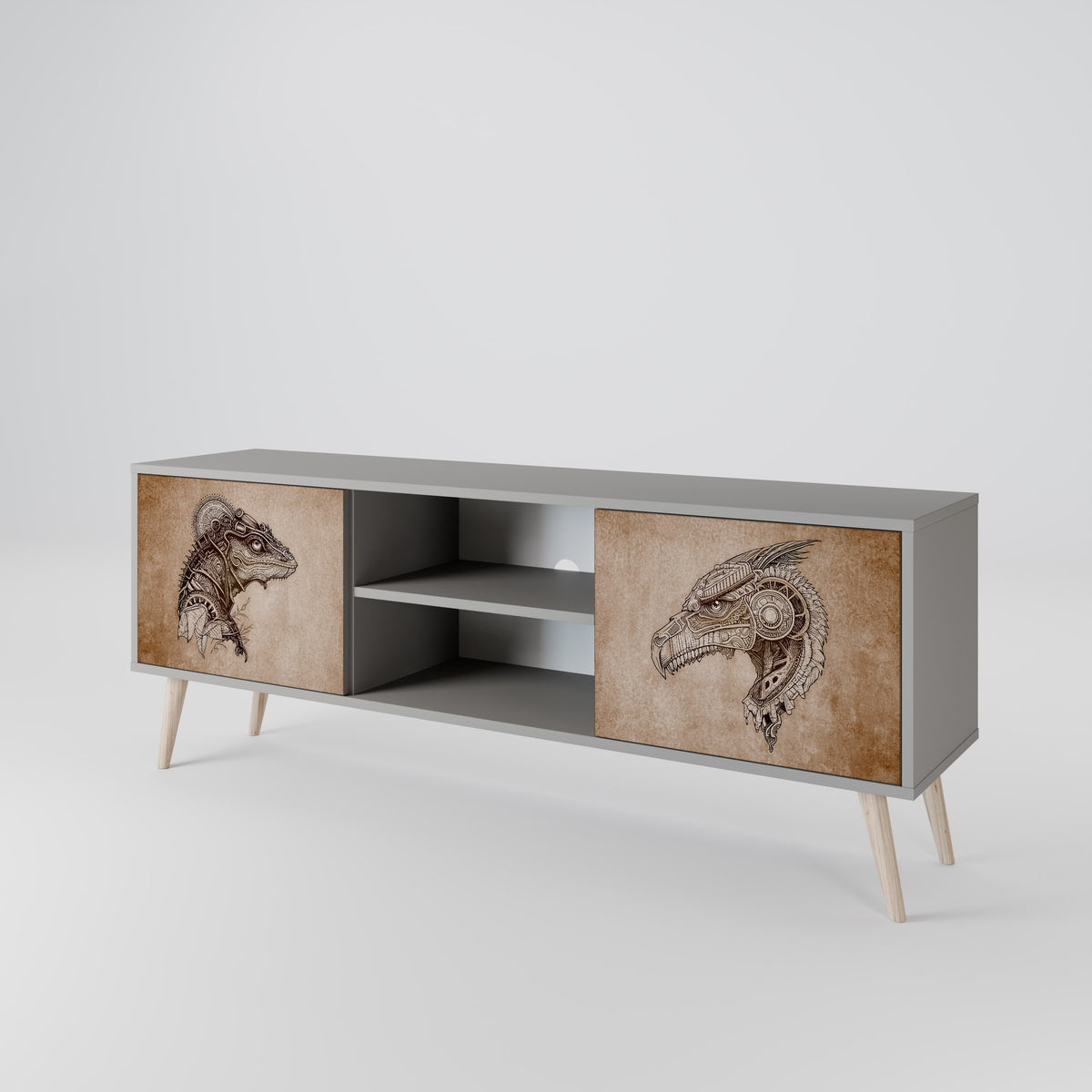 STEAMPUNK CLAN Mueble de TV de 2 Puertas