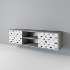 CATS COMPILATION 2-Door TV Stand in Grey Finish