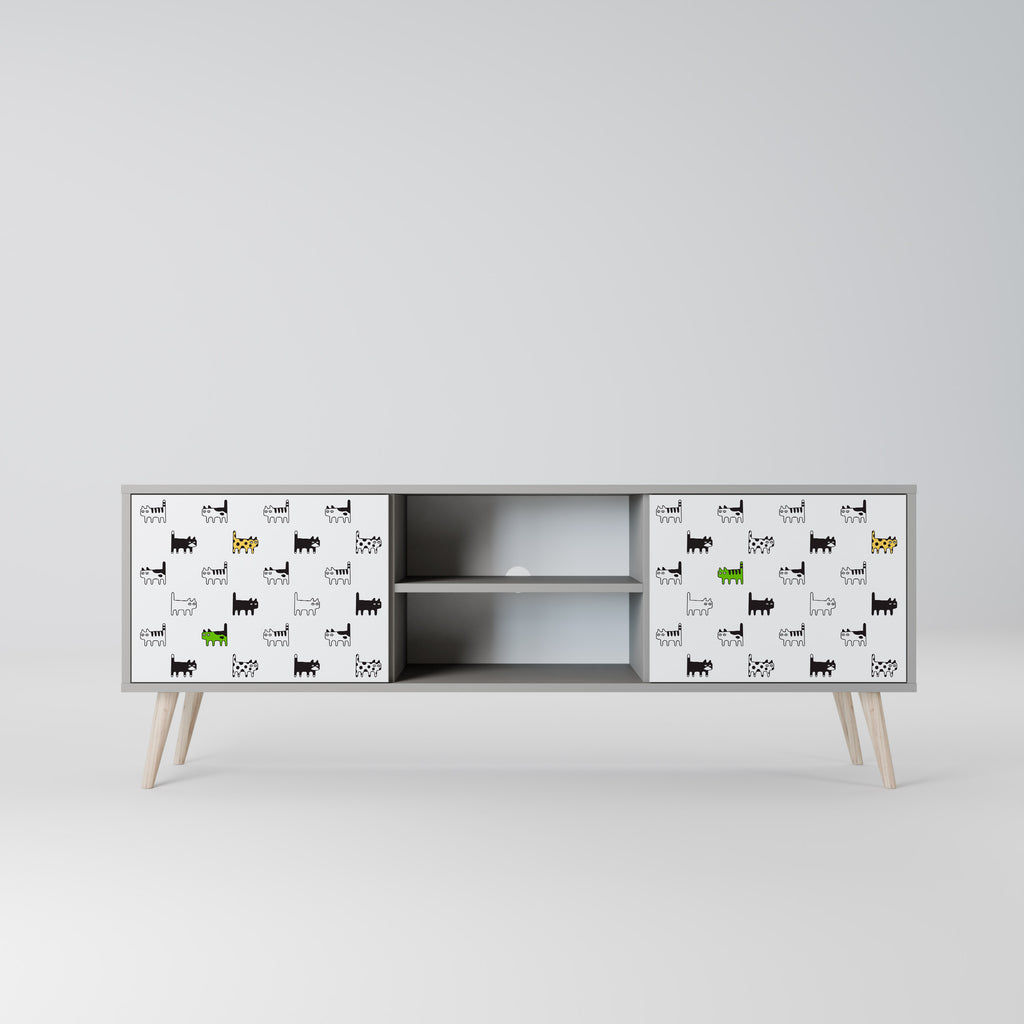 CATS COMPILATION 2-Door TV Stand in Grey Finish