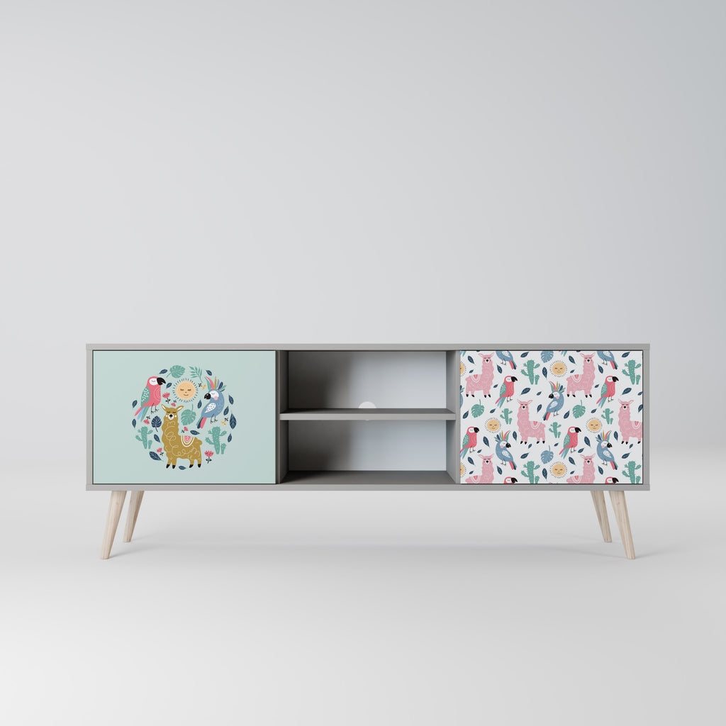 Mueble de TV de 2 puertas COLORFUL ALPACAS en acabado gris