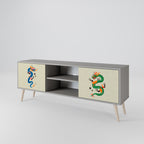 MYTHOLOGICAL CREATURES 2-Door TV Stand in Grey Finish