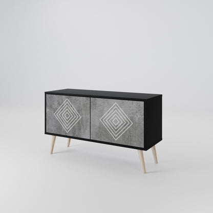 POLYGONAL ARTISTRY Mueble de TV Compacto de 2 puertas