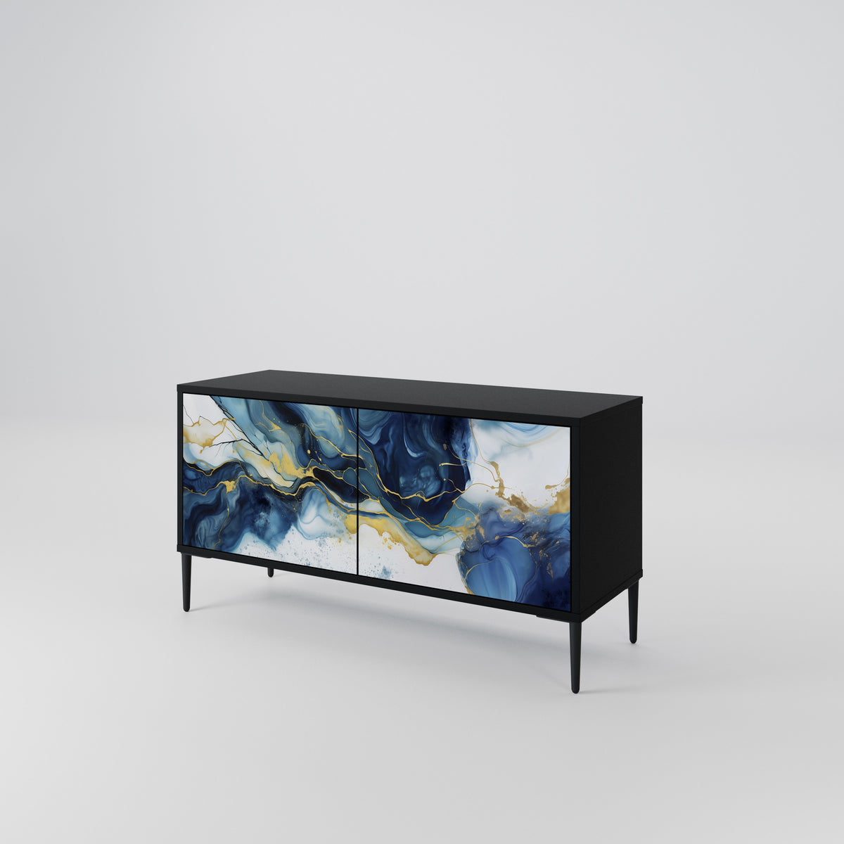 INKY MARBLE Mueble de TV Compacto de 2 puertas