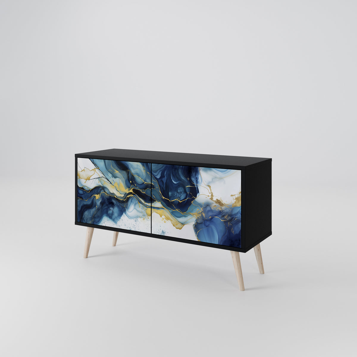 INKY MARBLE Mueble de TV Compacto de 2 puertas