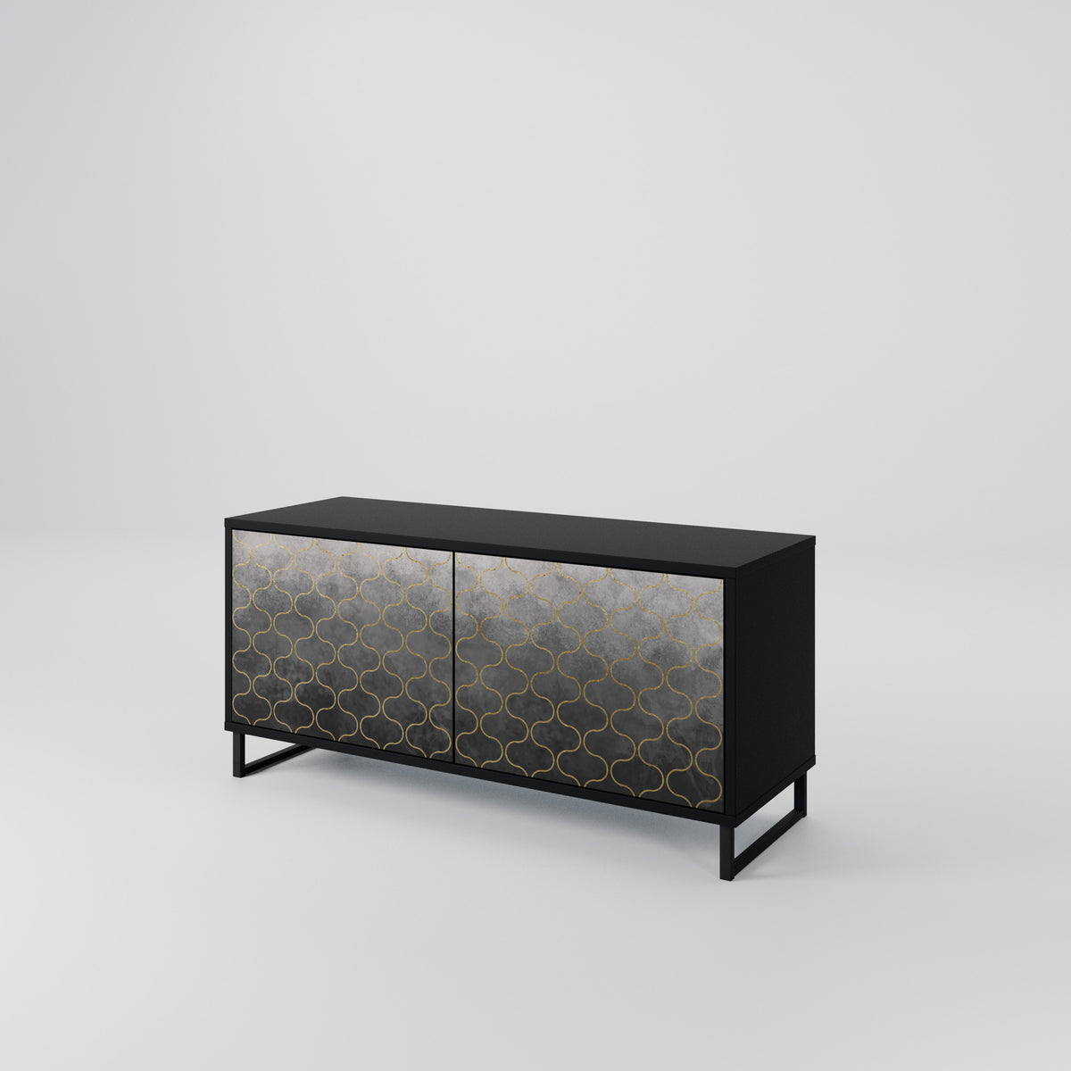 TESSELATED GRAYISH Compact 2-Door TV Cabinet