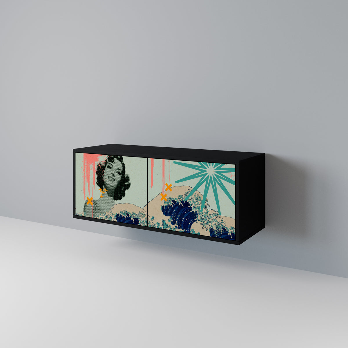 KANAGAWA BEAUTY Mueble de TV Compacto de 2 puertas