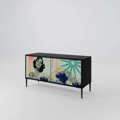 KANAGAWA BEAUTY Mueble de TV Compacto de 2 puertas