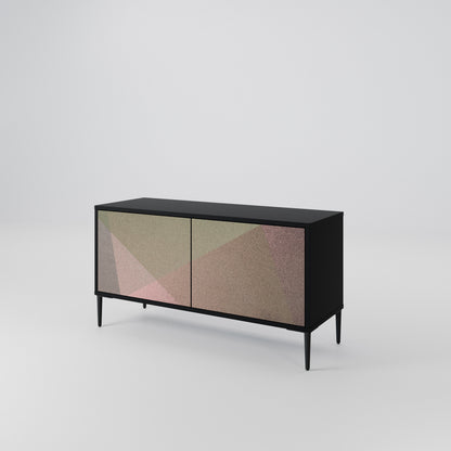 BEIGE GEOMETRY Mueble de TV Compacto de 2 puertas