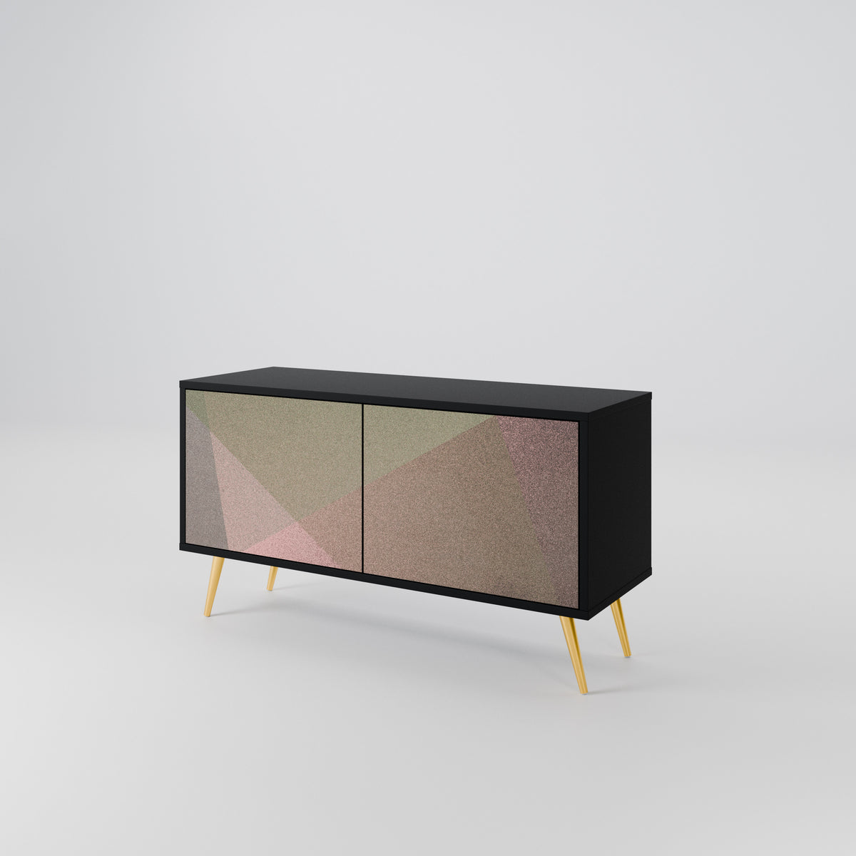 BEIGE GEOMETRY Mueble de TV Compacto de 2 puertas