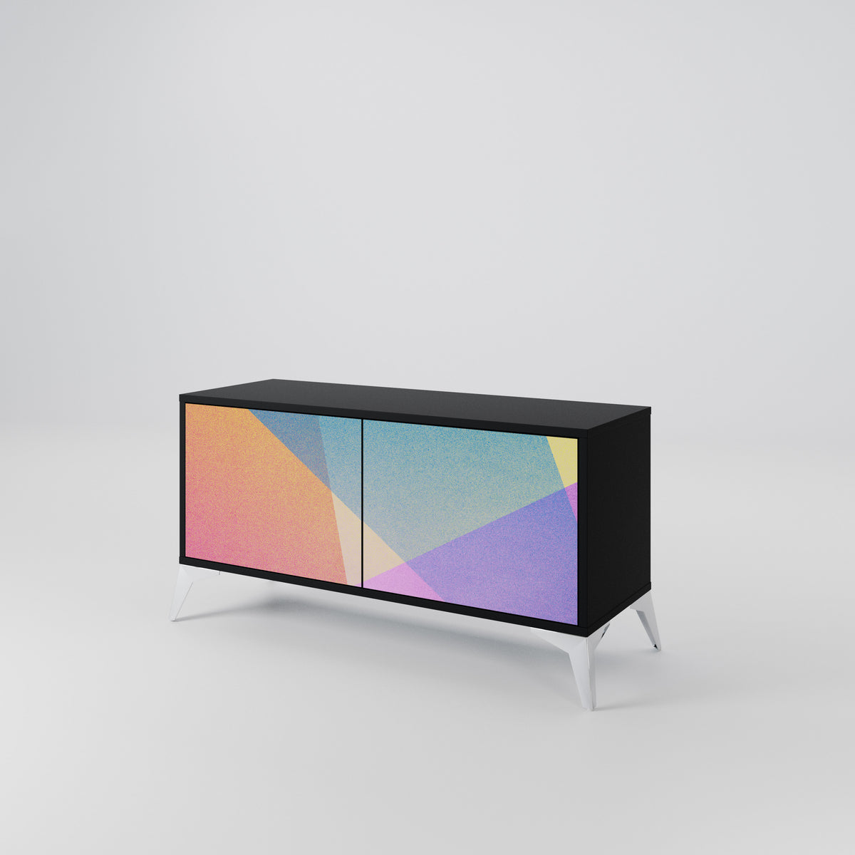 BRIGHT GEOMETRY Mueble de TV Compacto de 2 puertas