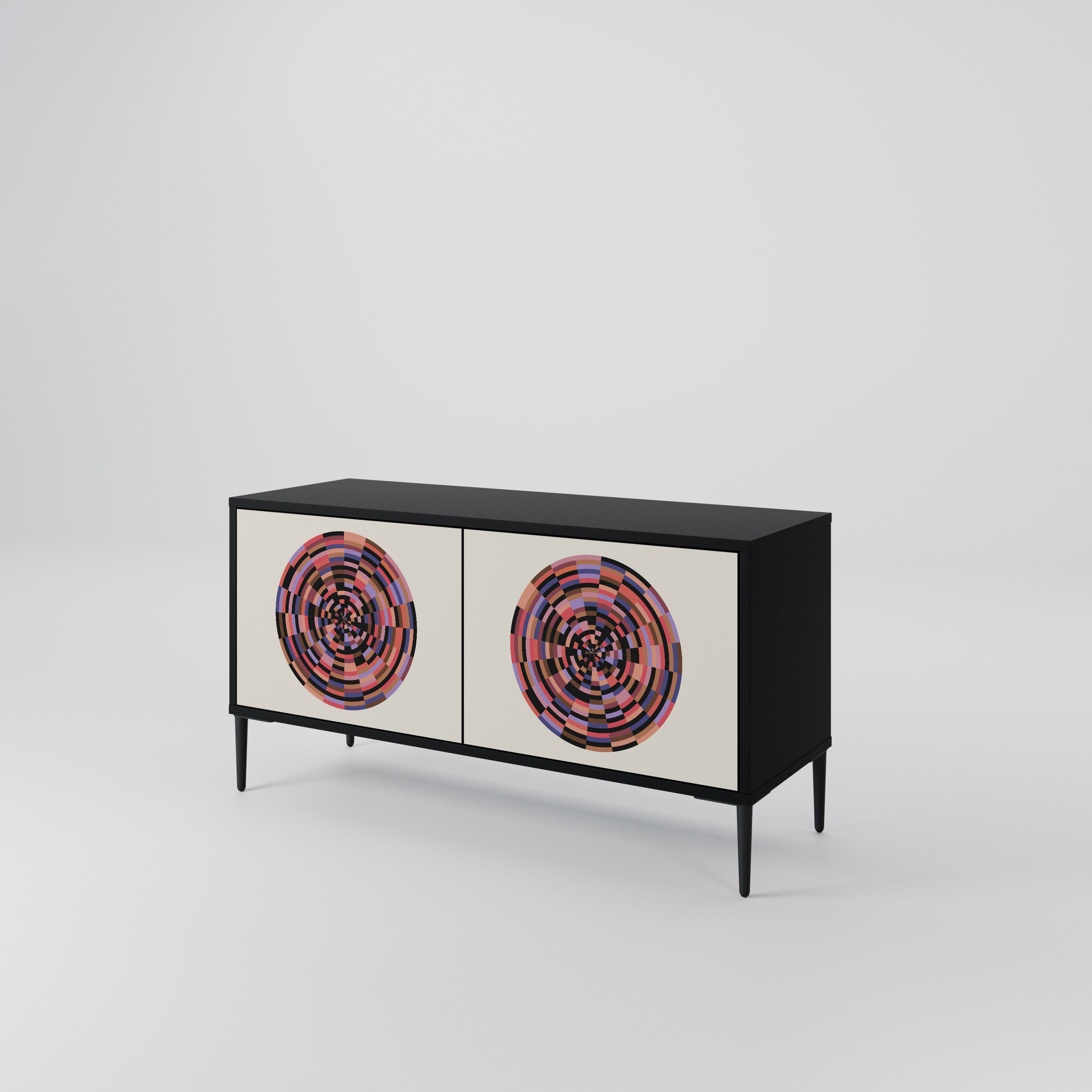 BROWN CIRCLES Compact 2-Door TV Cabinet