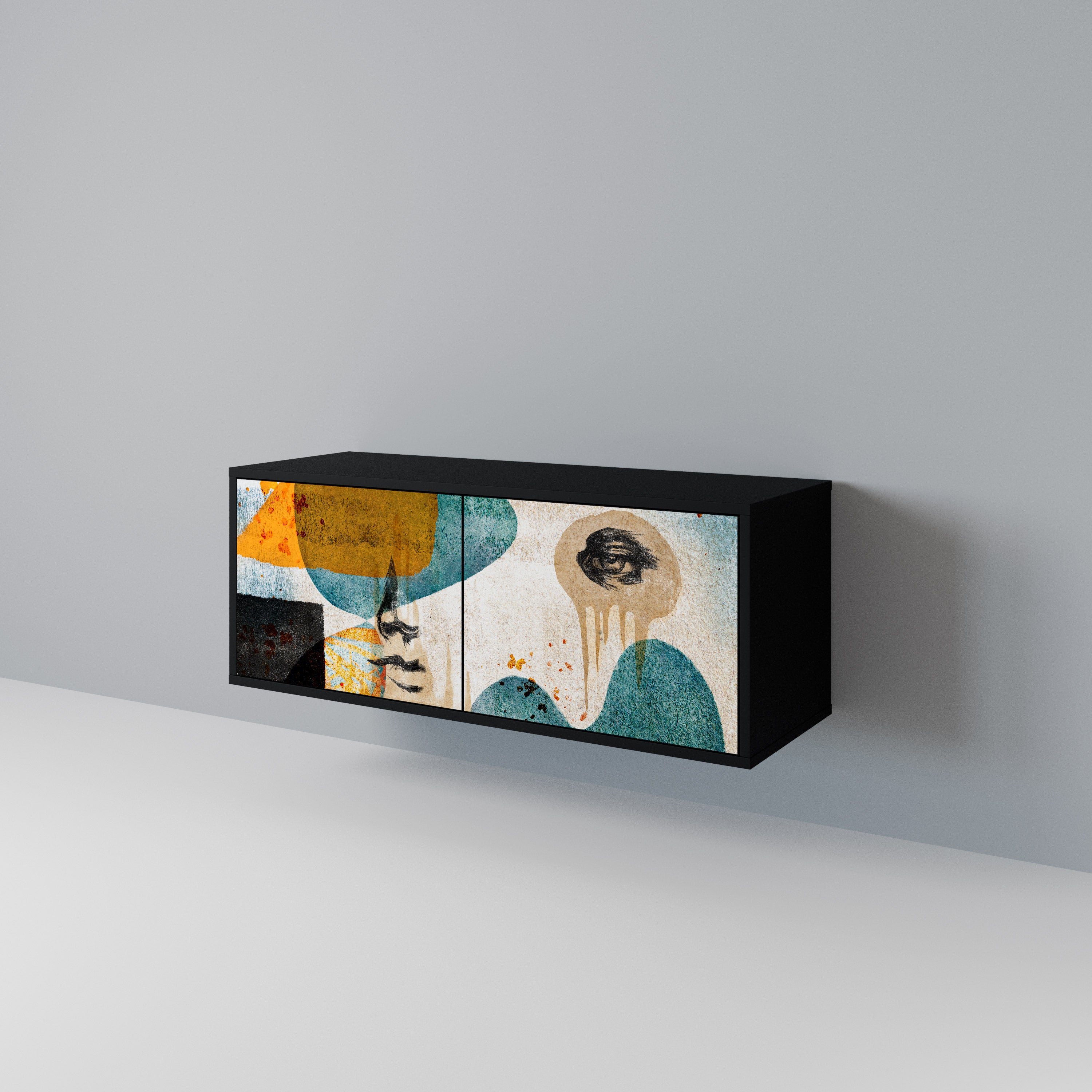 ABSTRACT FACES Mueble de TV Compacto de 2 puertas