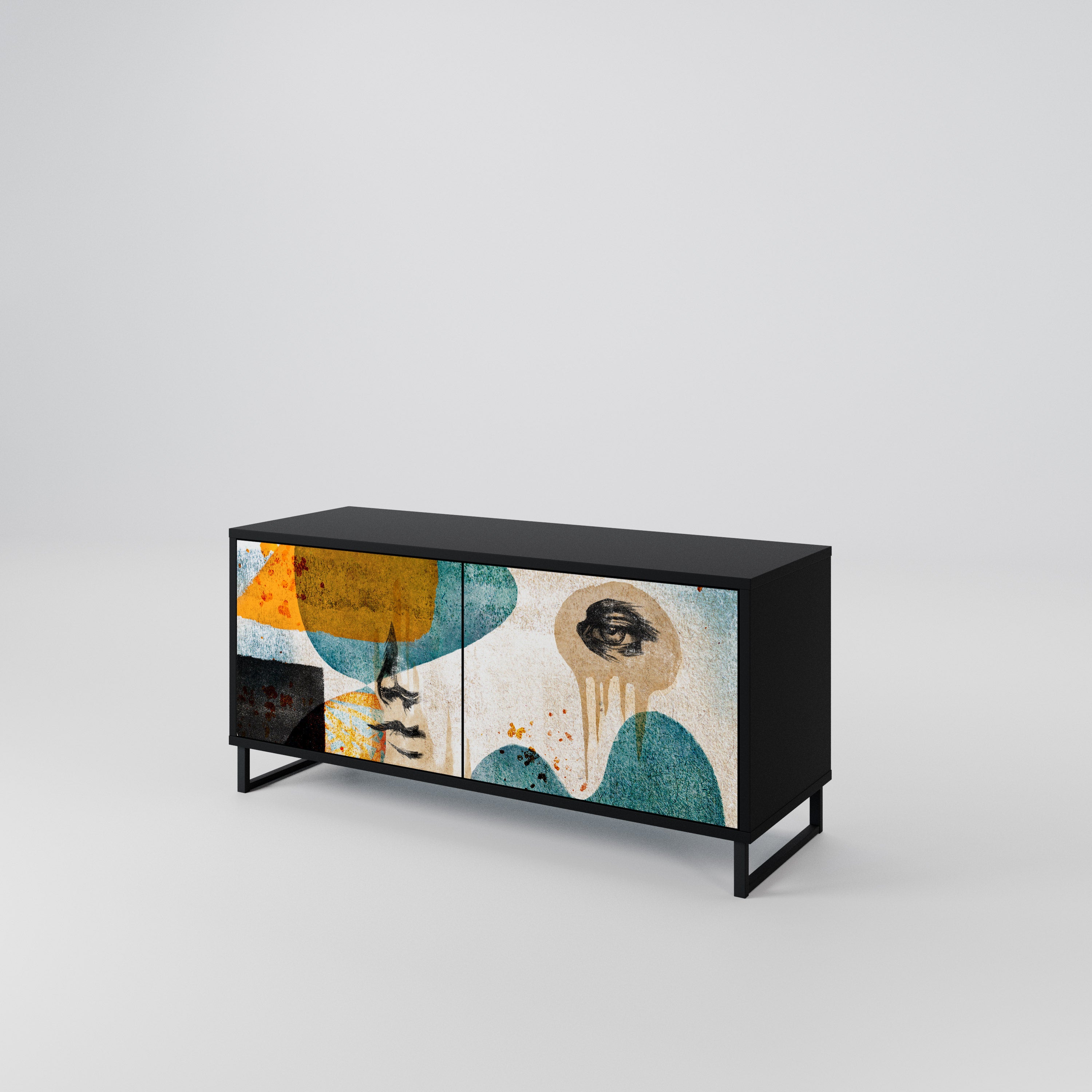 ABSTRACT FACES Mueble de TV Compacto de 2 puertas