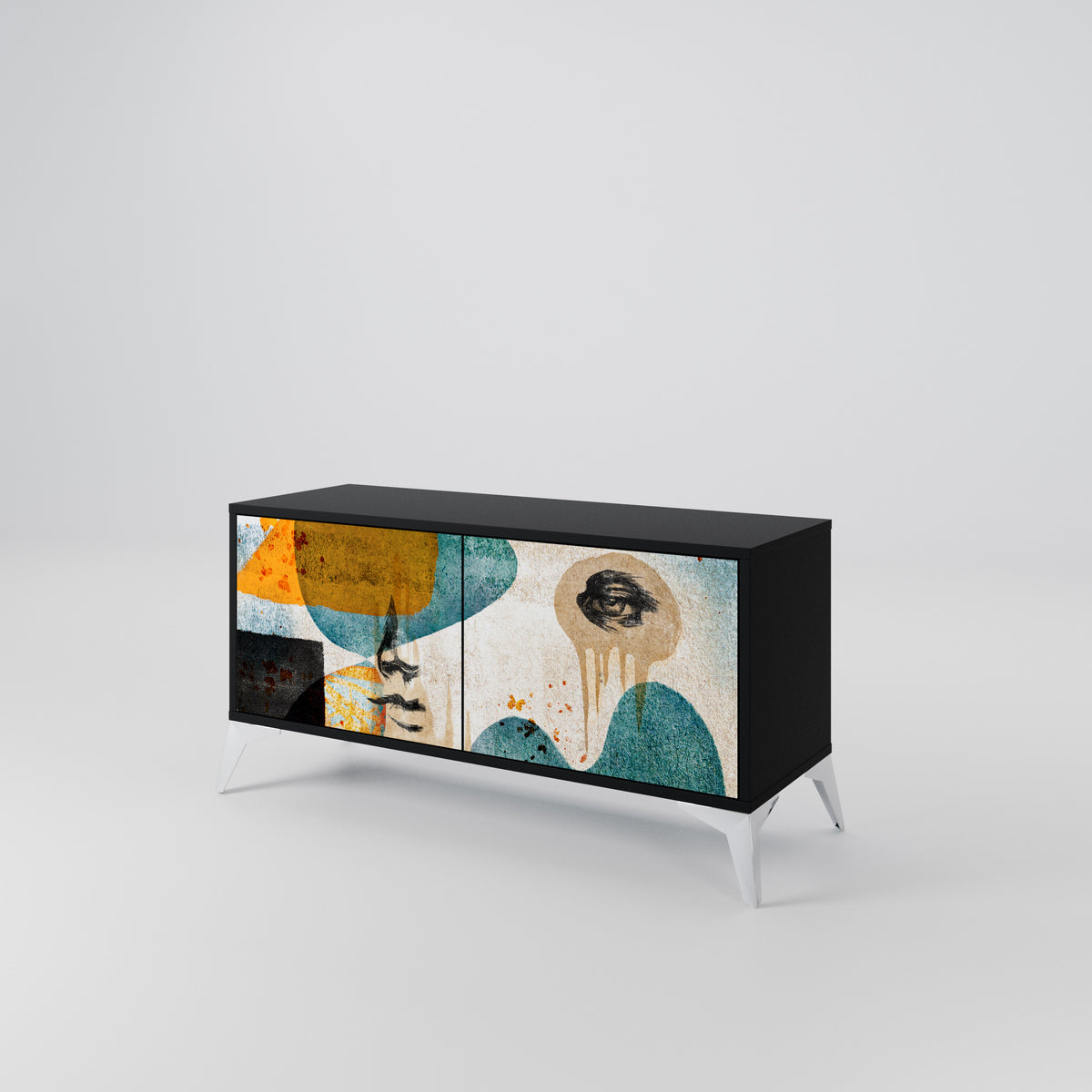 ABSTRACT FACES Mueble de TV Compacto de 2 puertas