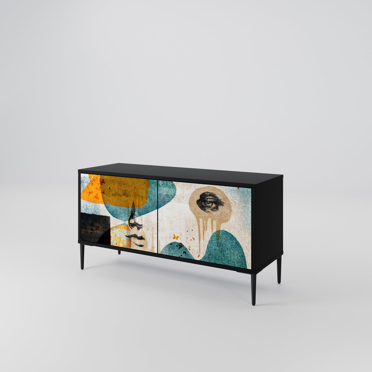 ABSTRACT FACES Mueble de TV Compacto de 2 puertas