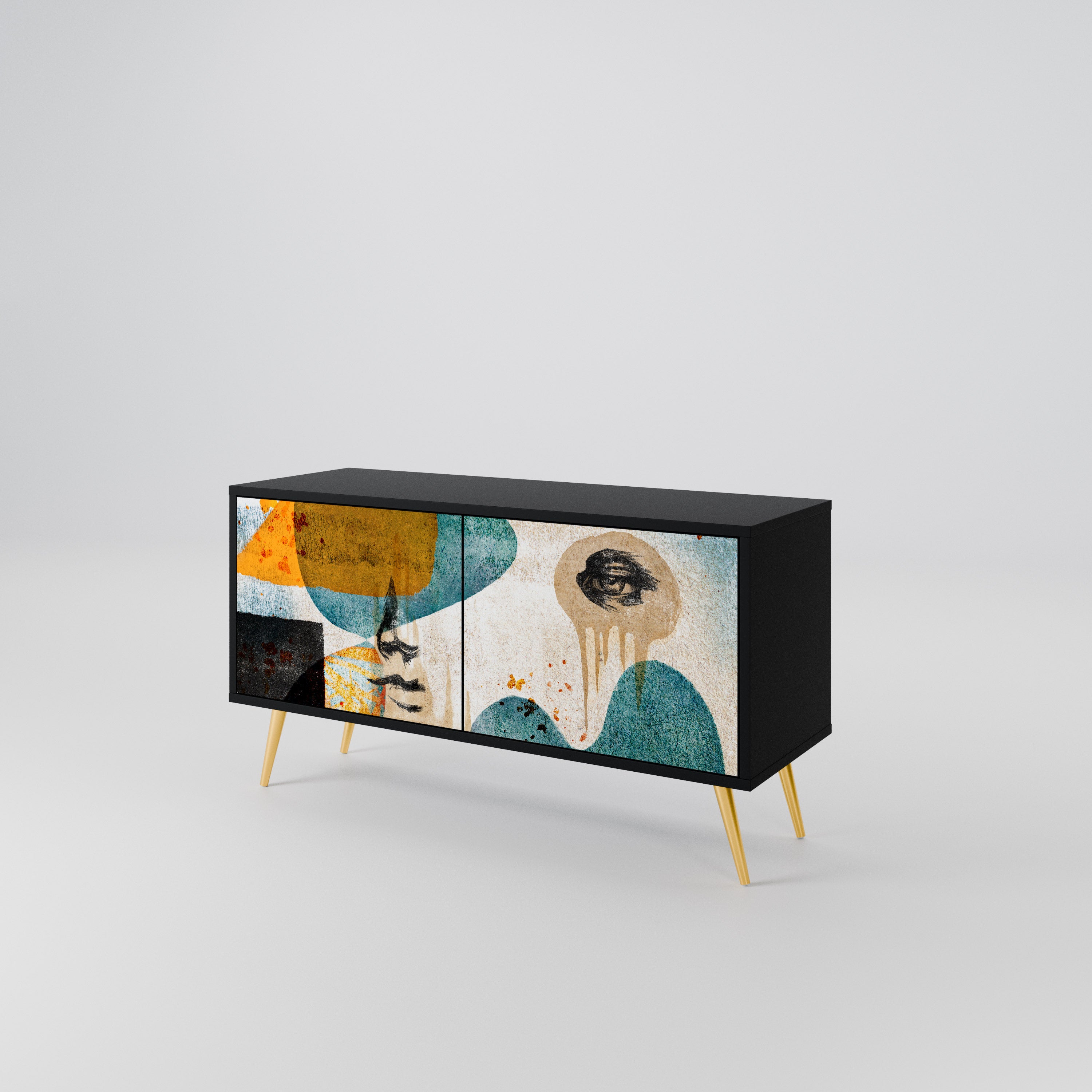 ABSTRACT FACES Mueble de TV Compacto de 2 puertas