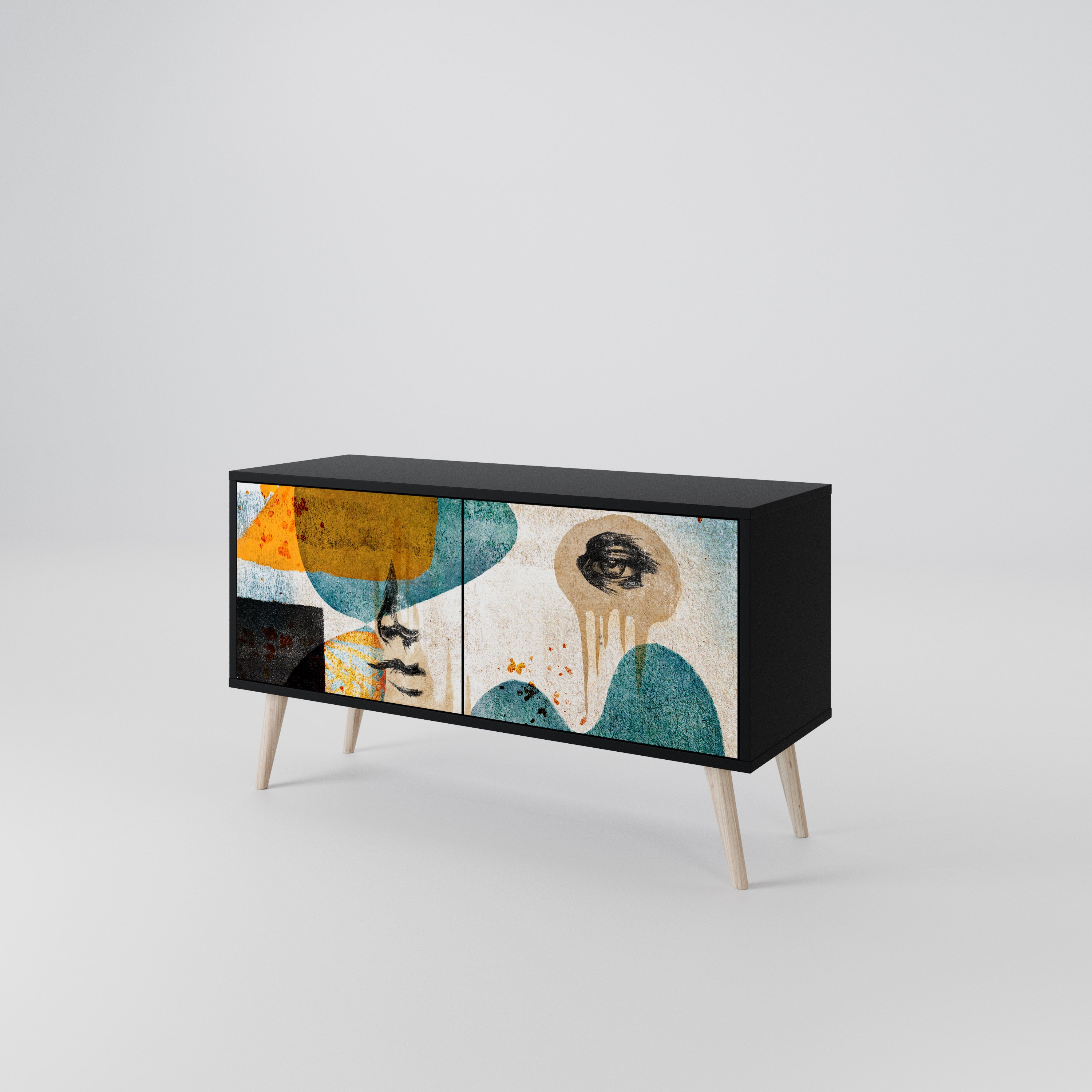 ABSTRACT FACES Mueble de TV Compacto de 2 puertas