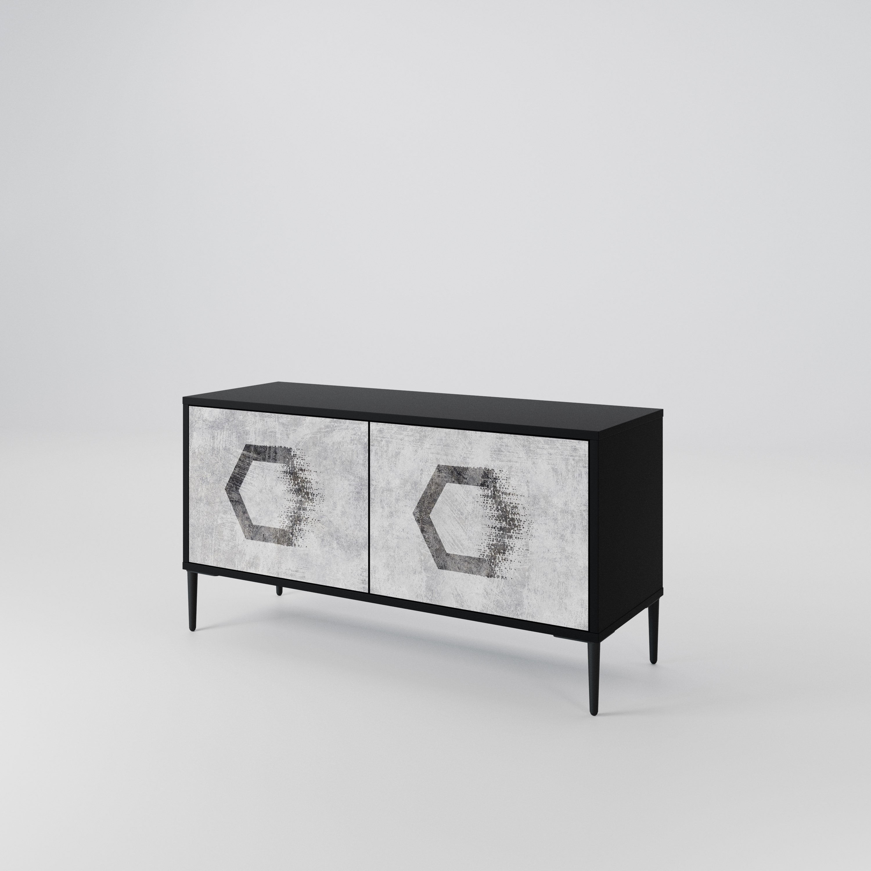 HEXAGONAL FIGURES Compact 2-Door TV Cabinet