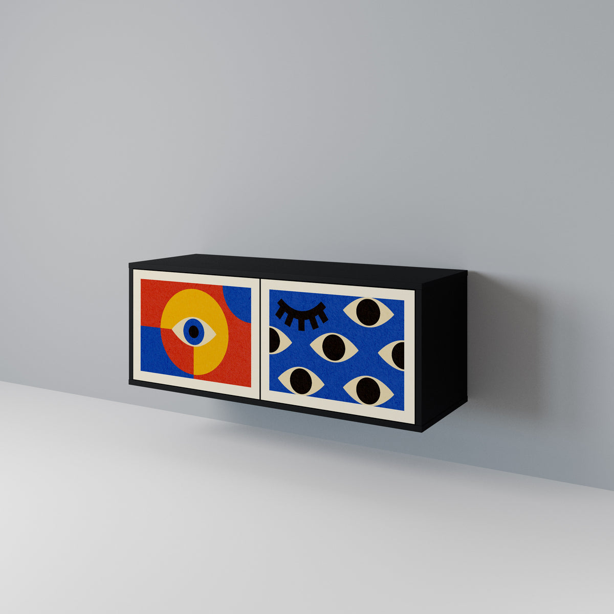 GEOMETRIC EYES Mueble de TV Compacto de 2 puertas