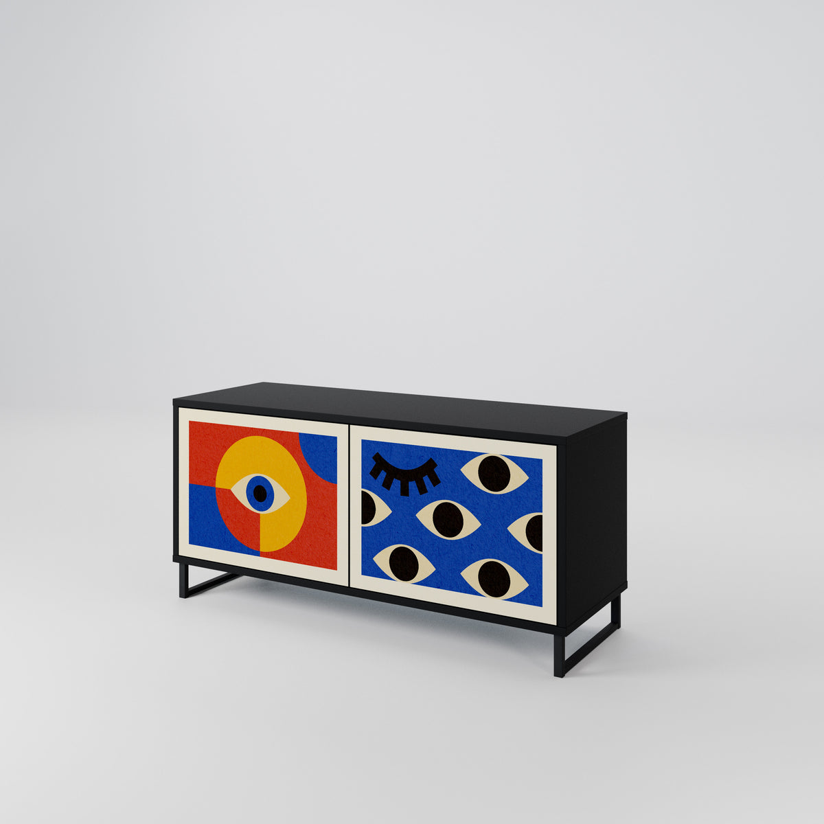 GEOMETRIC EYES Mueble de TV Compacto de 2 puertas