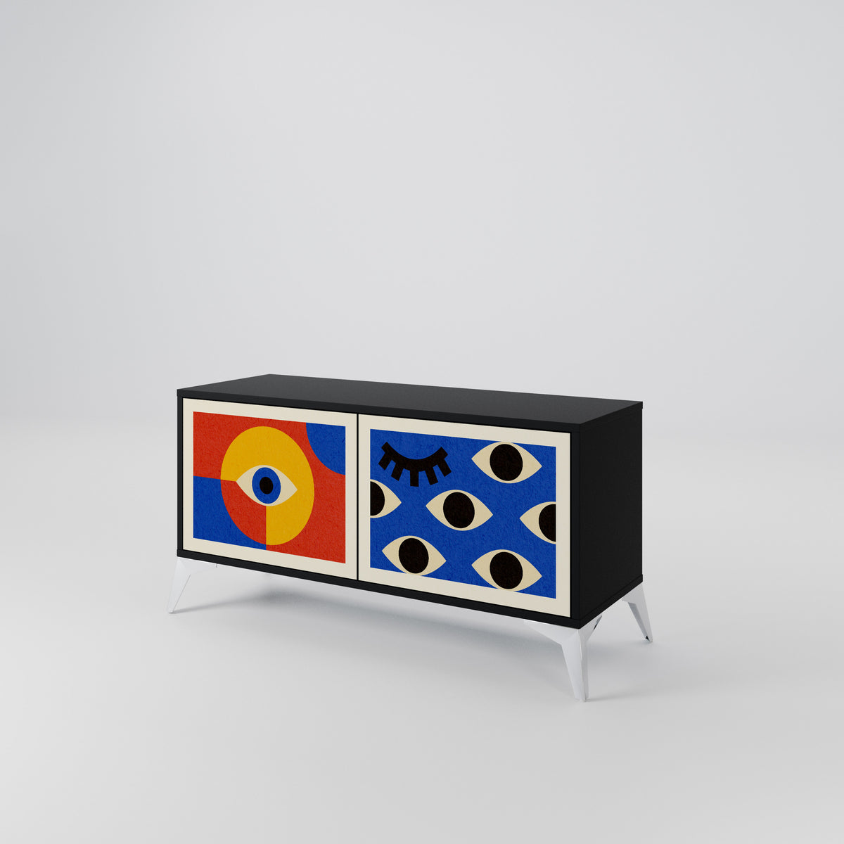 GEOMETRIC EYES Mueble de TV Compacto de 2 puertas