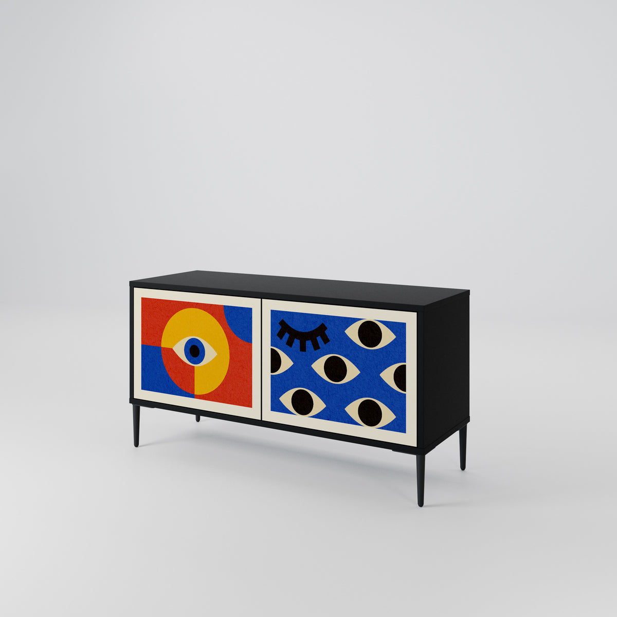 GEOMETRIC EYES Mueble de TV Compacto de 2 puertas