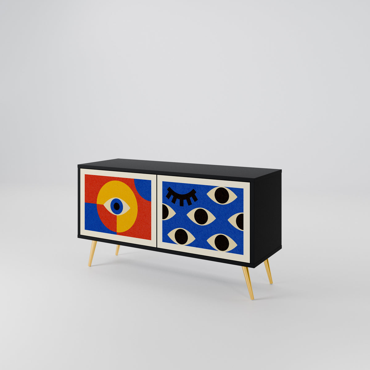GEOMETRIC EYES Mueble de TV Compacto de 2 puertas