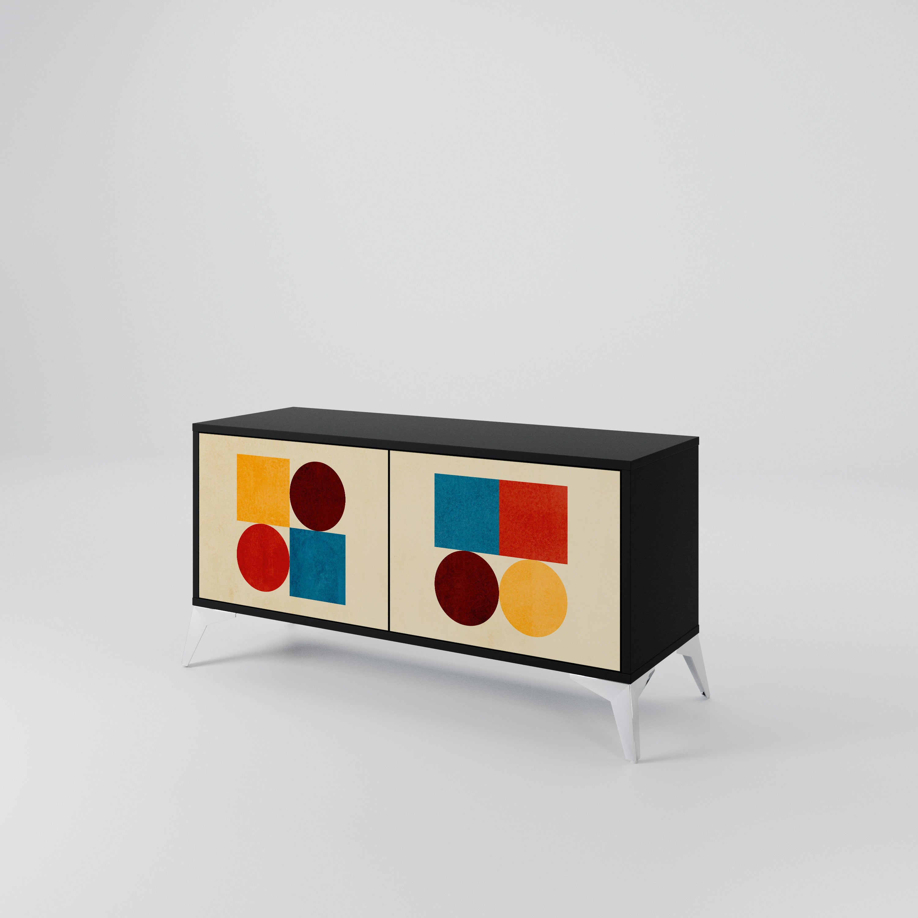 GEOMETRIC PUZZLE Compact 2-Door TV Cabinet