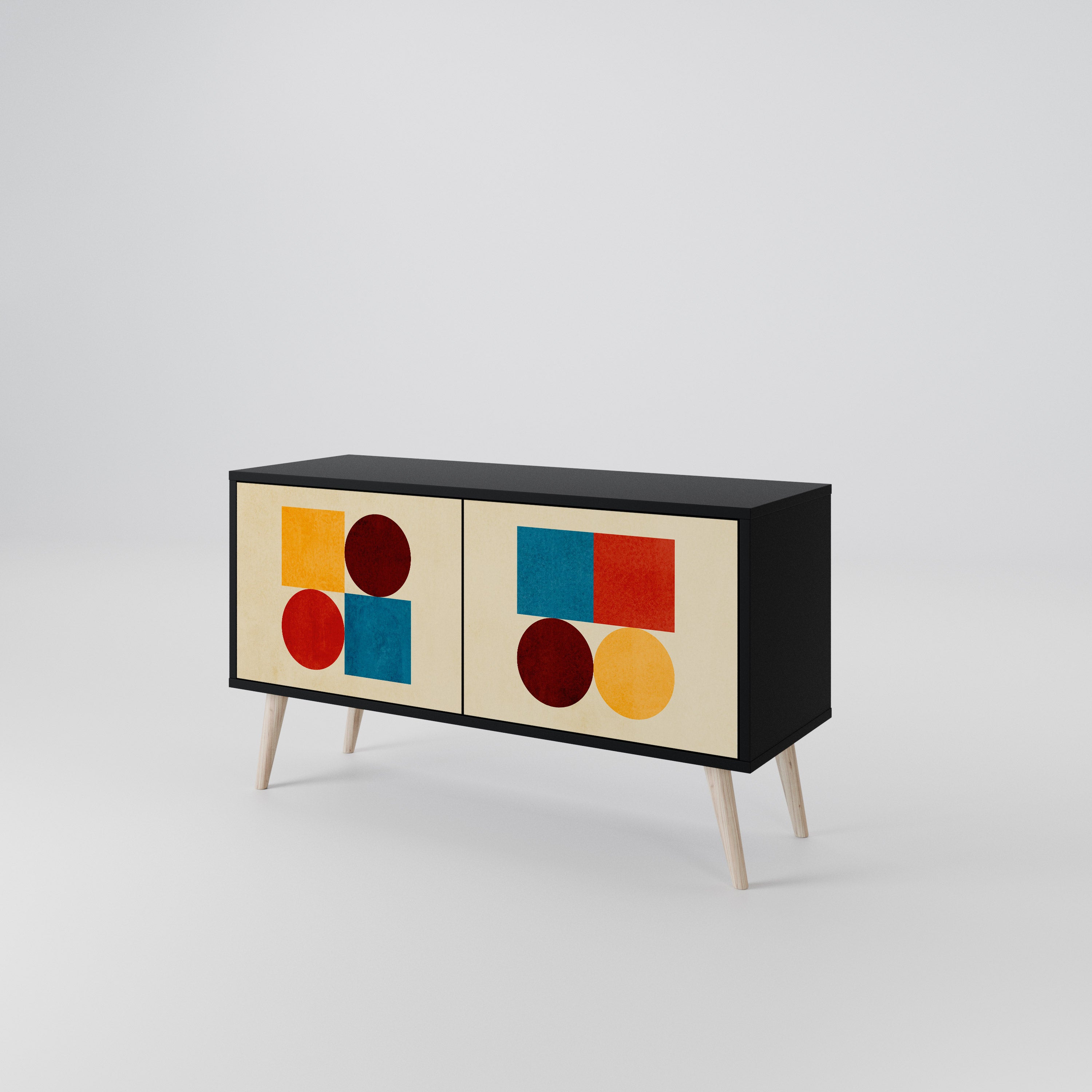 GEOMETRIC PUZZLE Compact 2-Door TV Cabinet