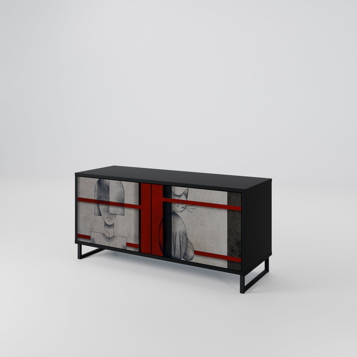 GRAY FIGURES Mueble de TV Compacto de 2 puertas