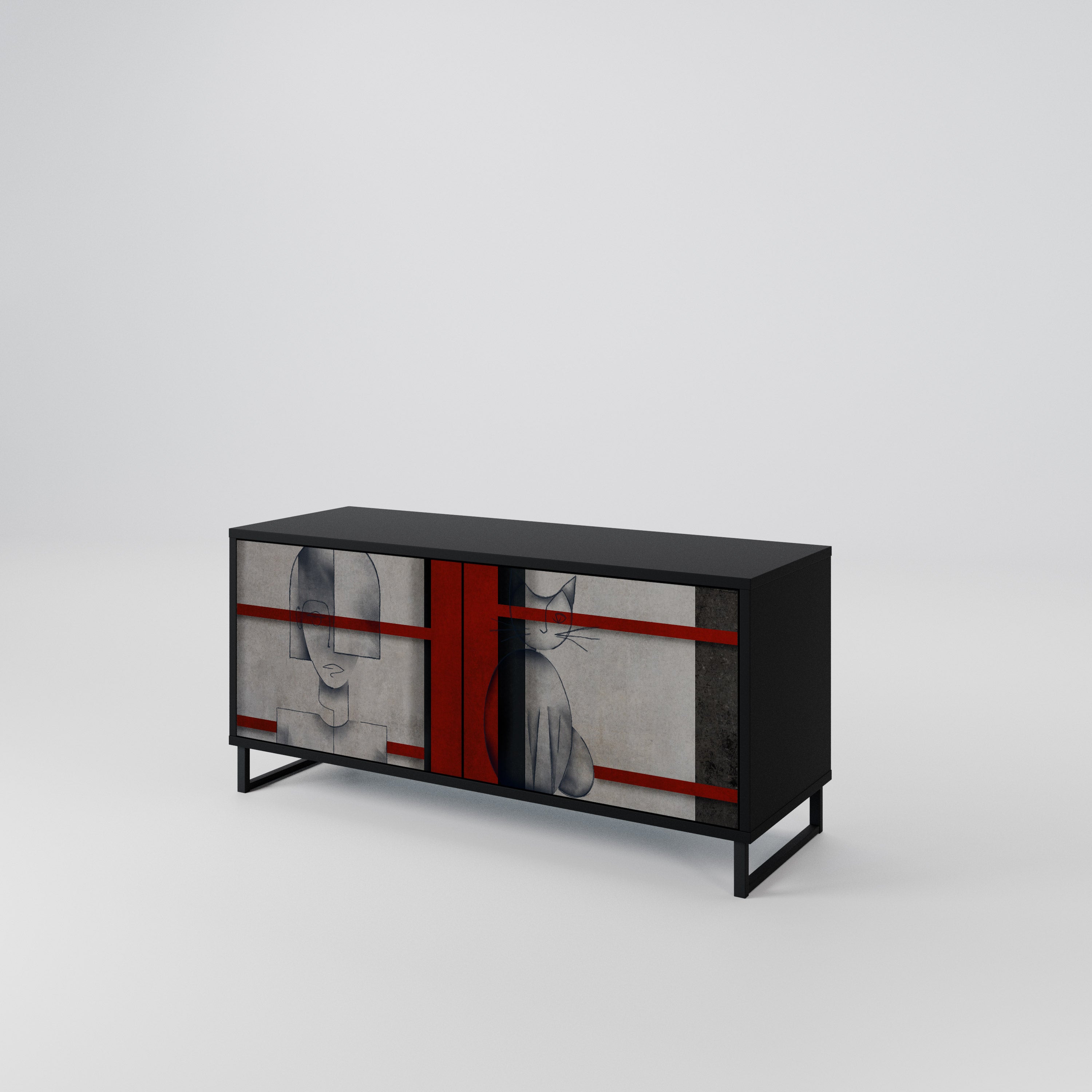 GRAY FIGURES Mueble de TV Compacto de 2 puertas