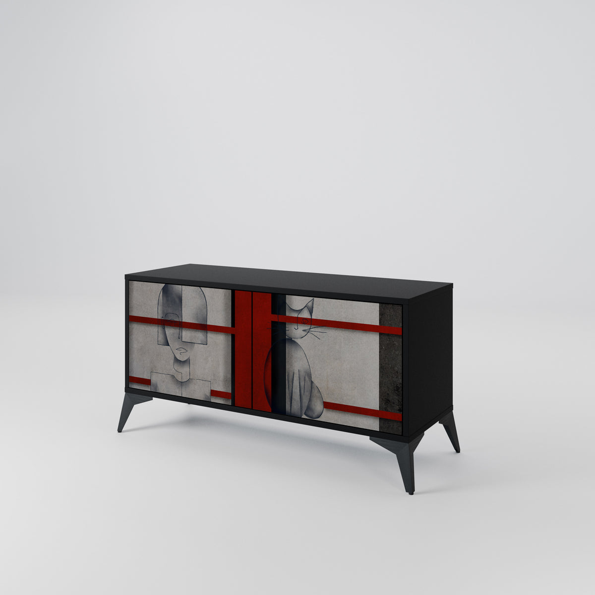 GRAY FIGURES Mueble de TV Compacto de 2 puertas