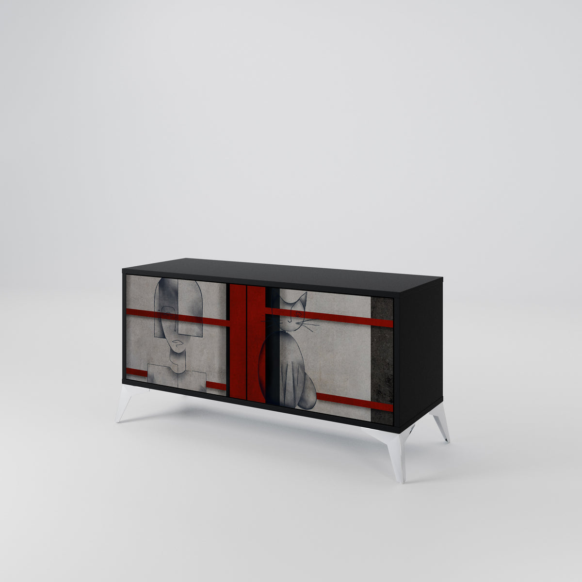 GRAY FIGURES Mueble de TV Compacto de 2 puertas