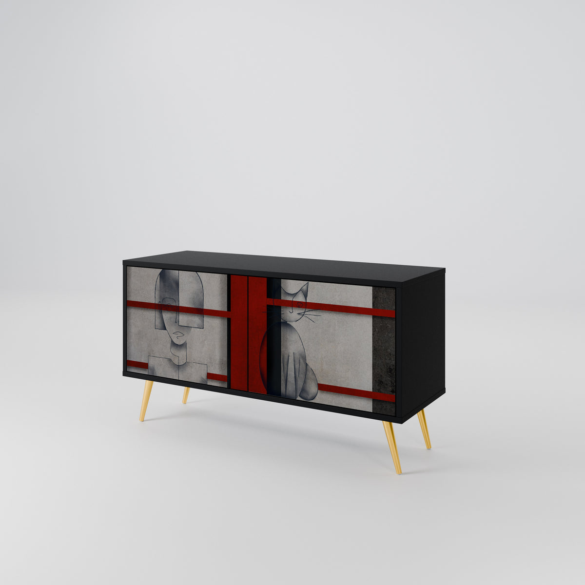 GRAY FIGURES Mueble de TV Compacto de 2 puertas