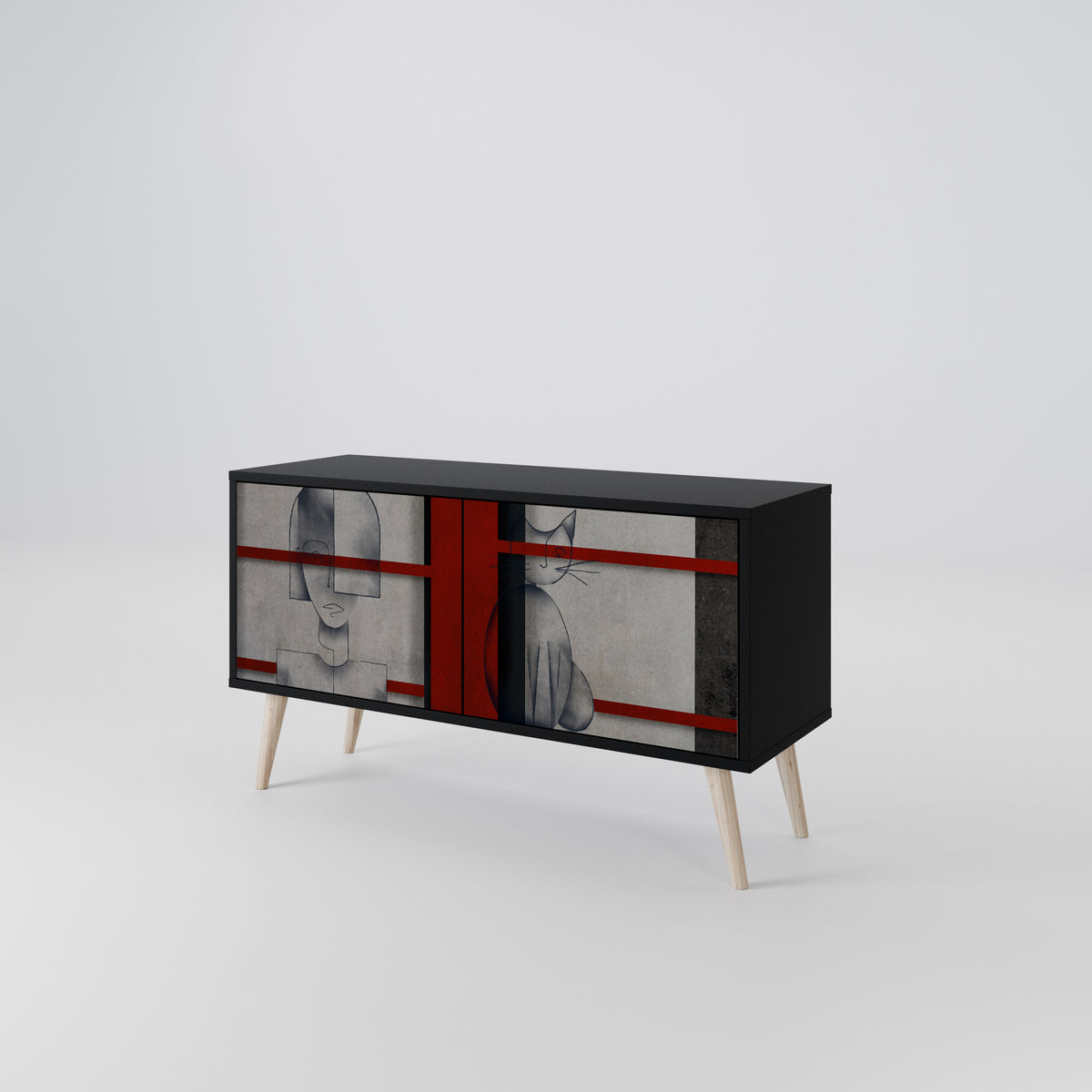 GRAY FIGURES Mueble de TV Compacto de 2 puertas