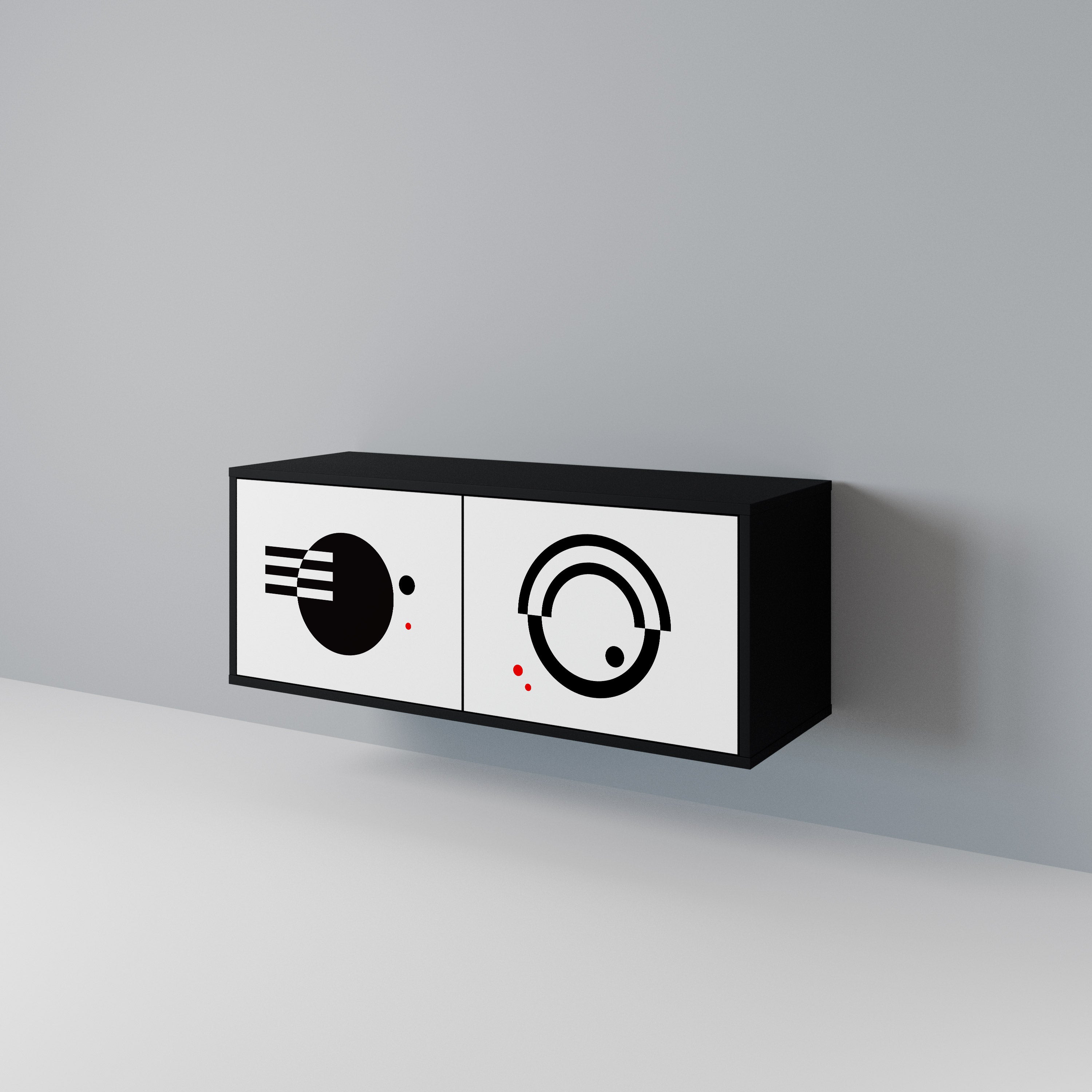 BLACK AND WHITE COMBINATION Mueble de TV Compacto de 2 puertas