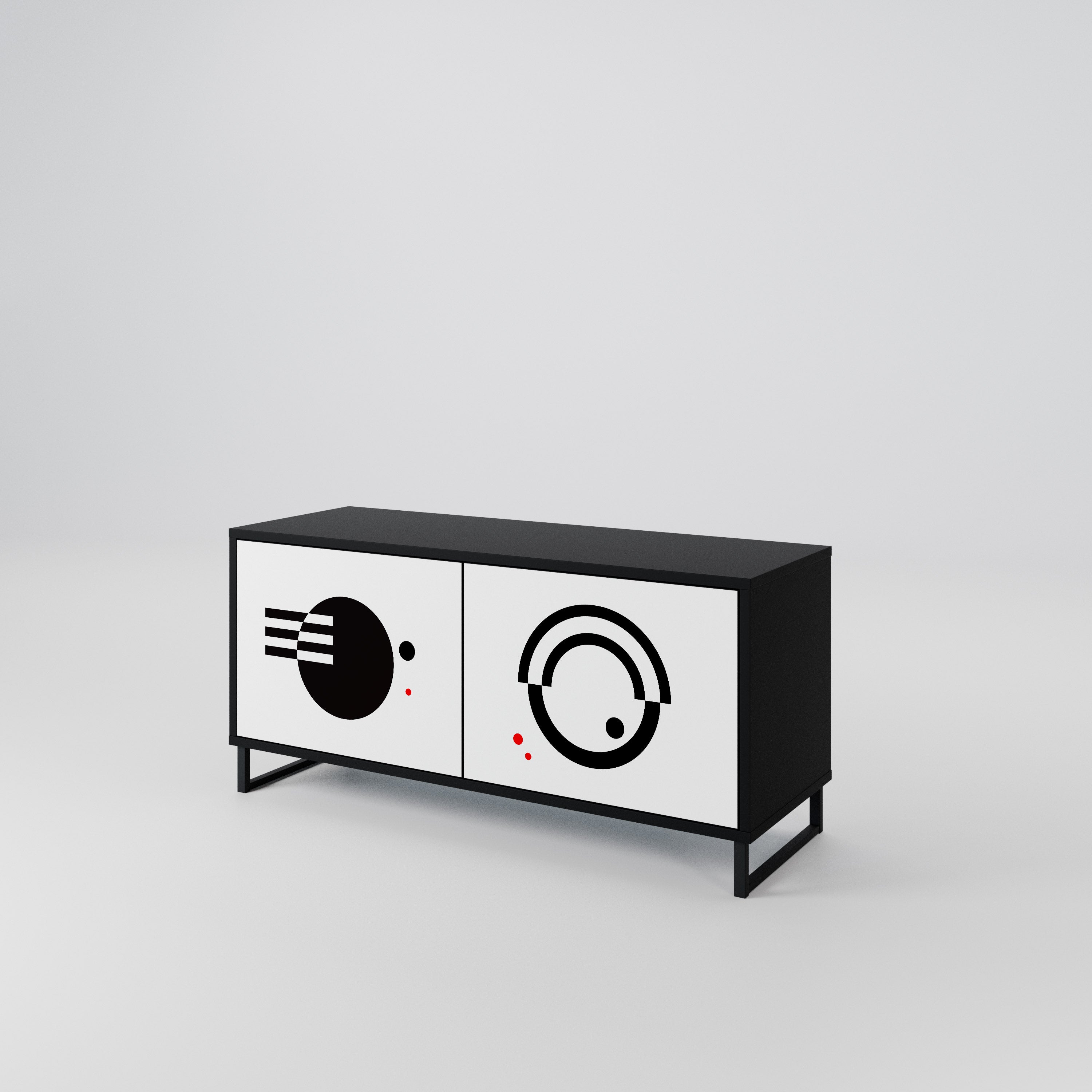 BLACK AND WHITE COMBINATION Mueble de TV Compacto de 2 puertas