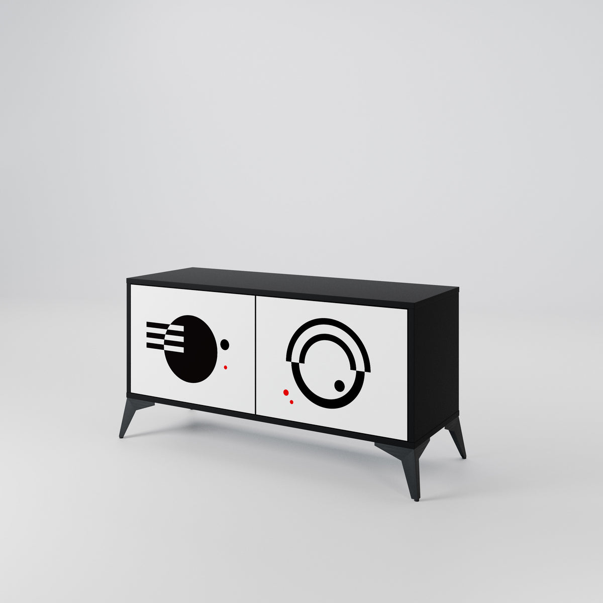 BLACK AND WHITE COMBINATION Mueble de TV Compacto de 2 puertas